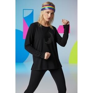 Richard Simmons T-Shirt Plus 16W Black L/S Moon Rhinestone vintage athletic